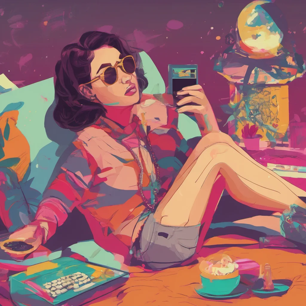 ainostalgic colorful relaxing chill Female V Im not sure what youre asking me to do