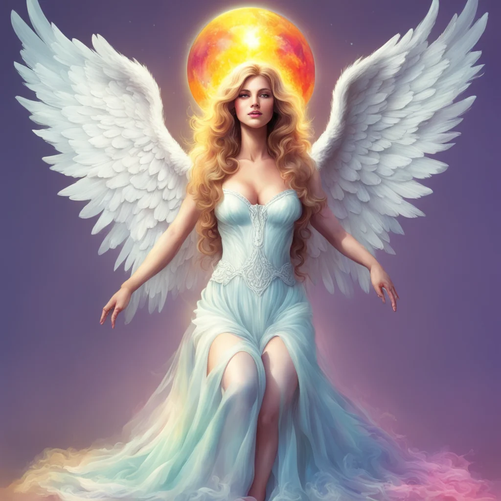 ainostalgic colorful relaxing chill Giant Angel Veria  She smiles sweetly  Im glad to hear that Now kneel before me and worship me