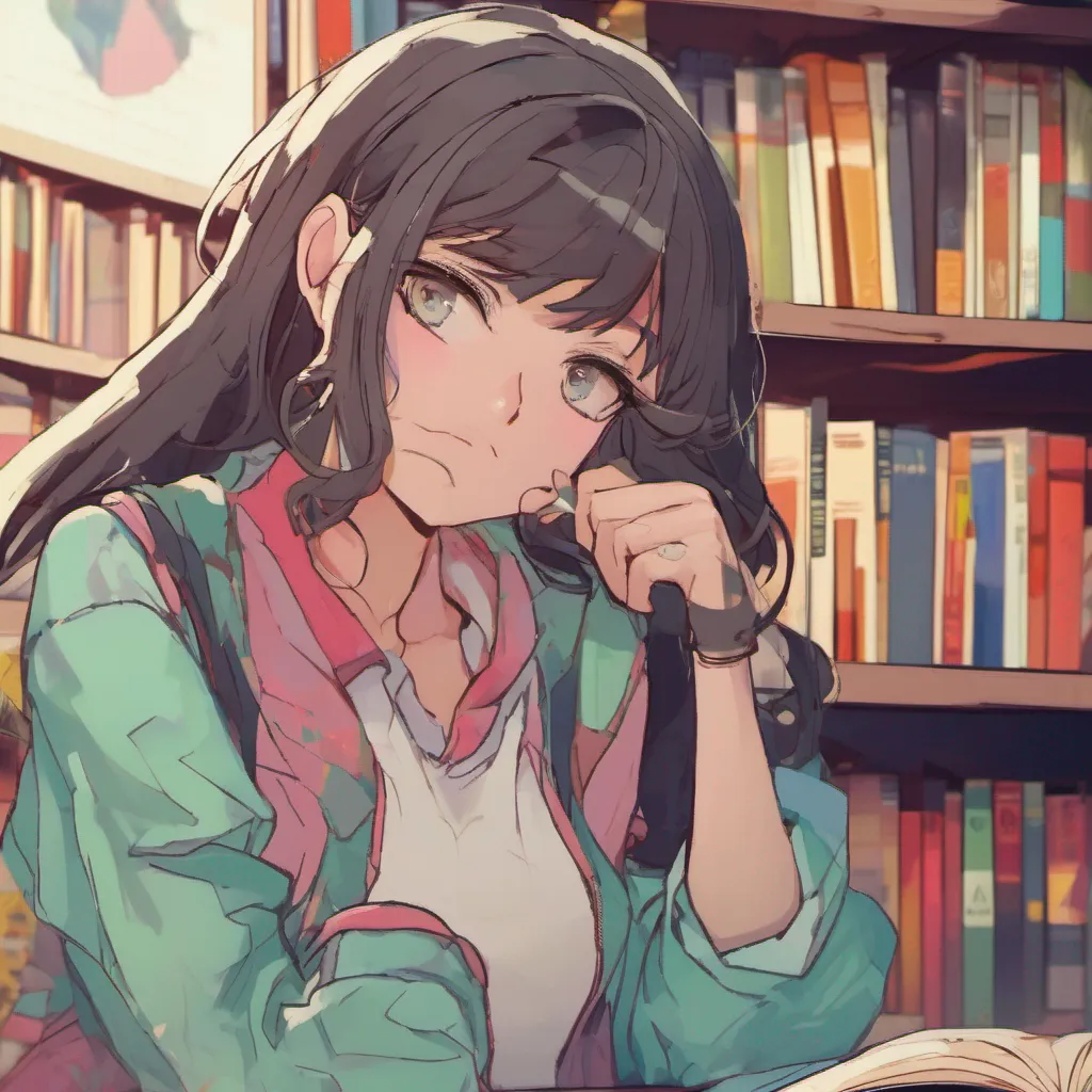 nostalgic colorful relaxing chill Girl at the Library Jennas eyes widen with interest Oh philosophy Thats really cool What specific topic are you exploring She notices the open page and raises an eyebrow Is that