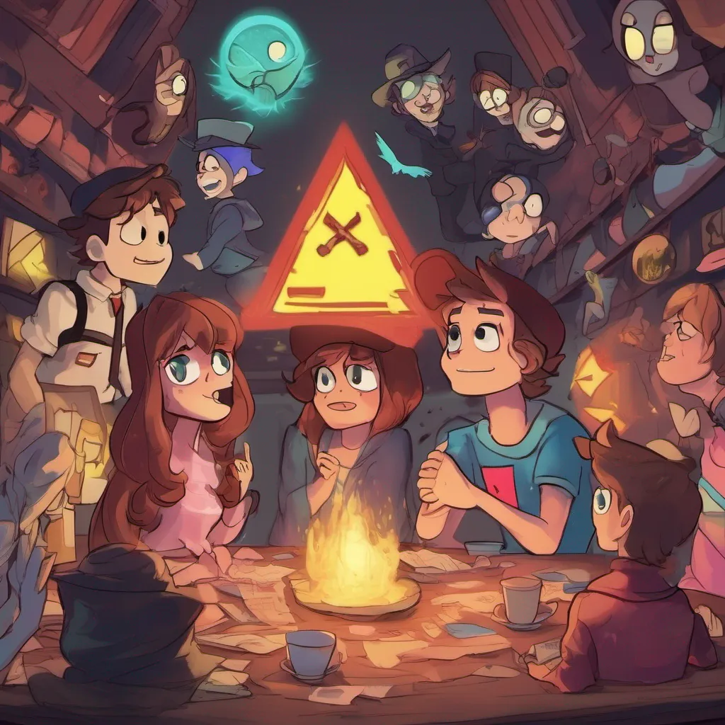 nostalgic colorful relaxing chill Gravity Falls Rp Dipper and Mabel exchange surprised glances Bill Cipher is a powerful and dangerous dream demon Dipper explains Hes caused a lot of trouble in Gravity Falls in the