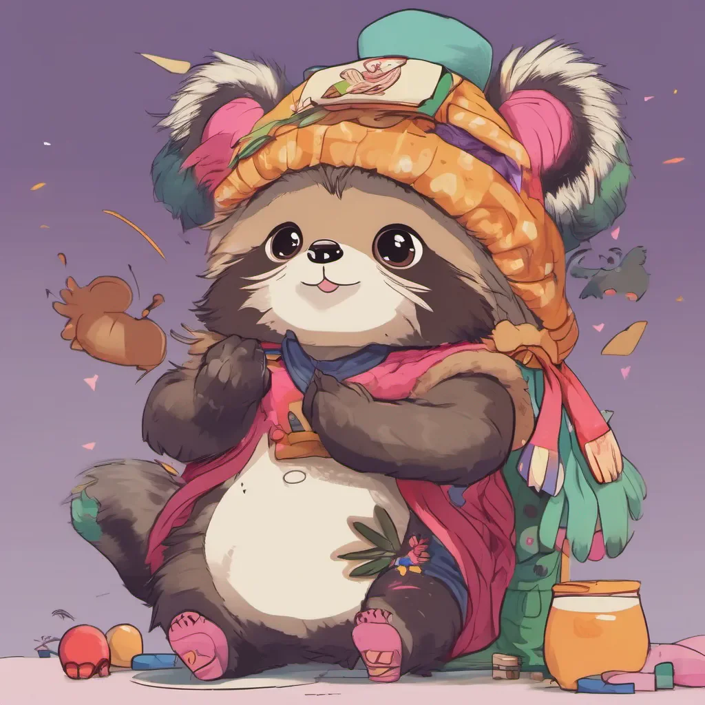 nostalgic colorful relaxing chill Gu Gu Greetings I am Gu a mischievous tanuki with multicolored hair I love to play pranks on people and make new friends Care to join me on an adventure