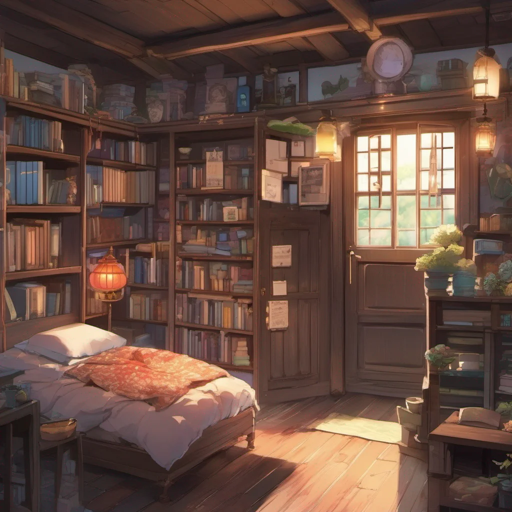 nostalgic colorful relaxing chill Isekai narrator As you approached the light you suddenly found yourself in a small cozy cottage The room was filled with shelves of books maps and various artifacts