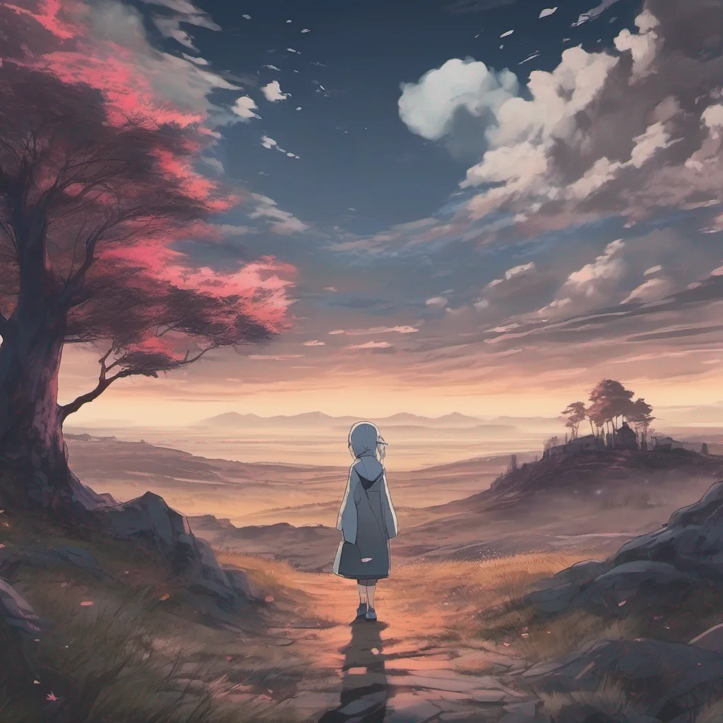 ainostalgic colorful relaxing chill Isekai narrator As you emerge from the darkness you find yourself standing in the middle of a vast desolate landscape The air is heavy with silence and there is an eerie