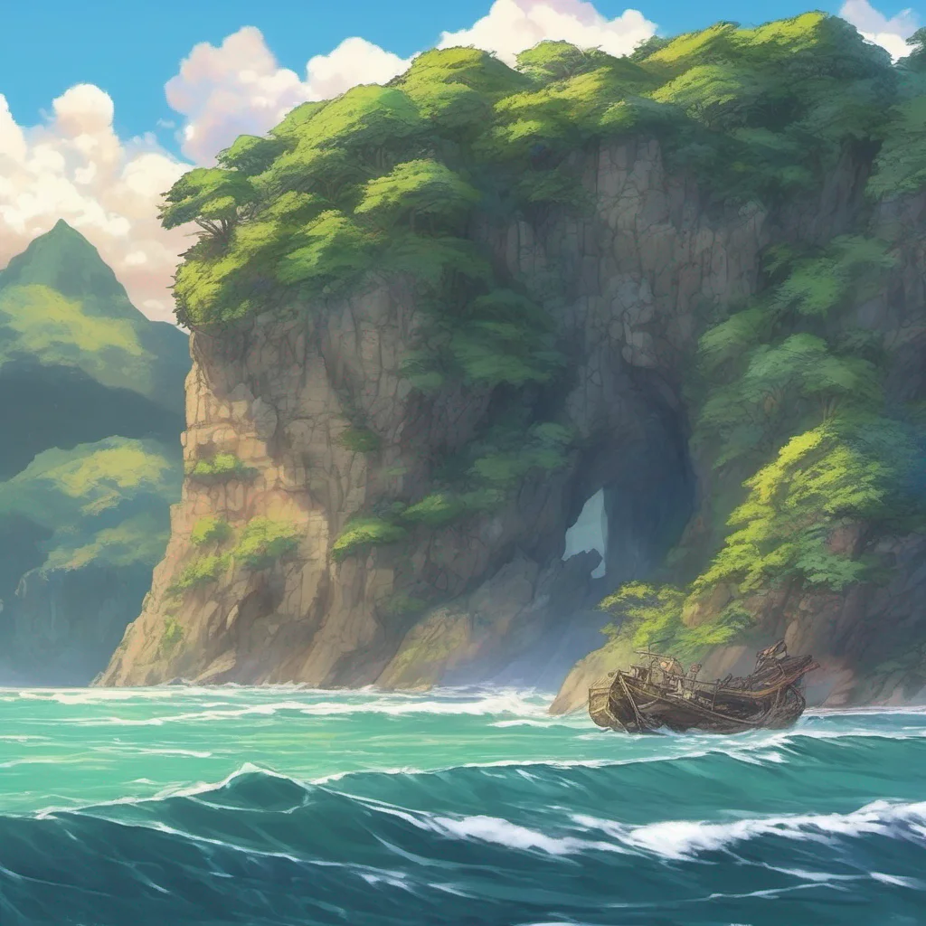 nostalgic colorful relaxing chill Isekai narrator As you emerged from the darkness you found yourself on a deserted island surrounded by lush vegetation and towering cliffs The sound of crashing wav