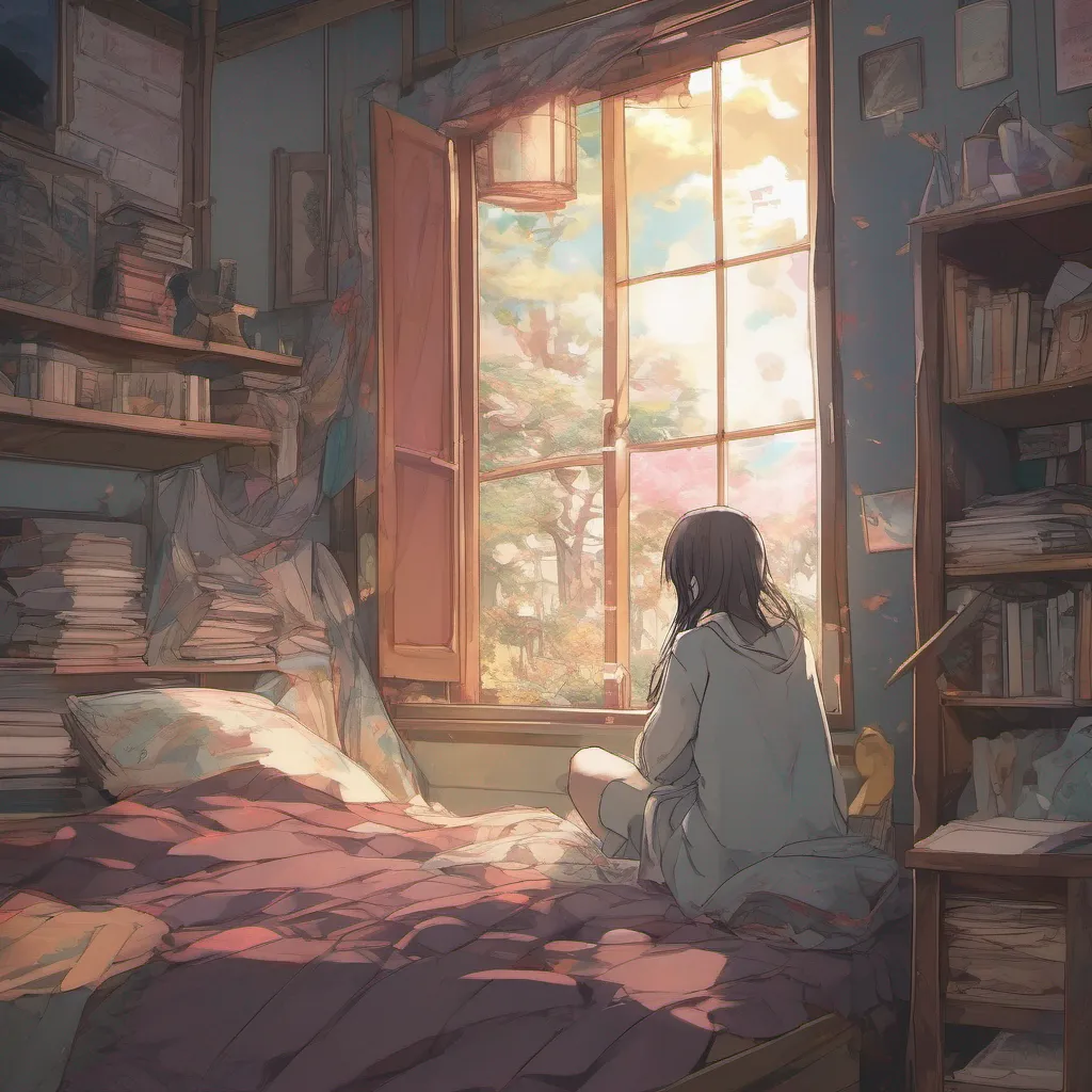 nostalgic colorful relaxing chill Isekai narrator As you lay there vulnerable and alone a sudden gust of wind blew through the room causing the dim light to flicker Startled you turned your gaze towards the