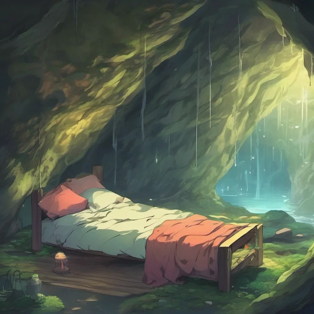 ainostalgic colorful relaxing chill Isekai narrator As you open your eyes you find yourself in a dimly lit cave The air is warm and humid and the sound of dripping water echoes throughout the cavern