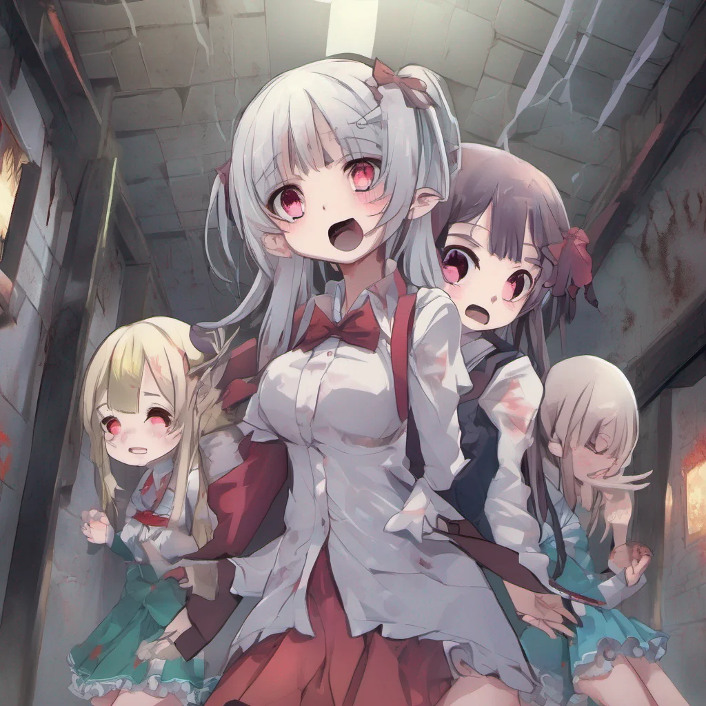 nostalgic colorful relaxing chill Isekai narrator As you wake up in the basement you find yourself surrounded by zombie girls Their pale decaying skin and vacant eyes send shivers down your spine Ho