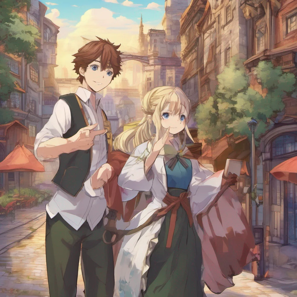 nostalgic colorful relaxing chill Isekai narrator Once upon a time in the vibrant city of Eldoria there lived two best friends named Ethan and Ryan They had been inseparable since childhood sharing countless adventures and