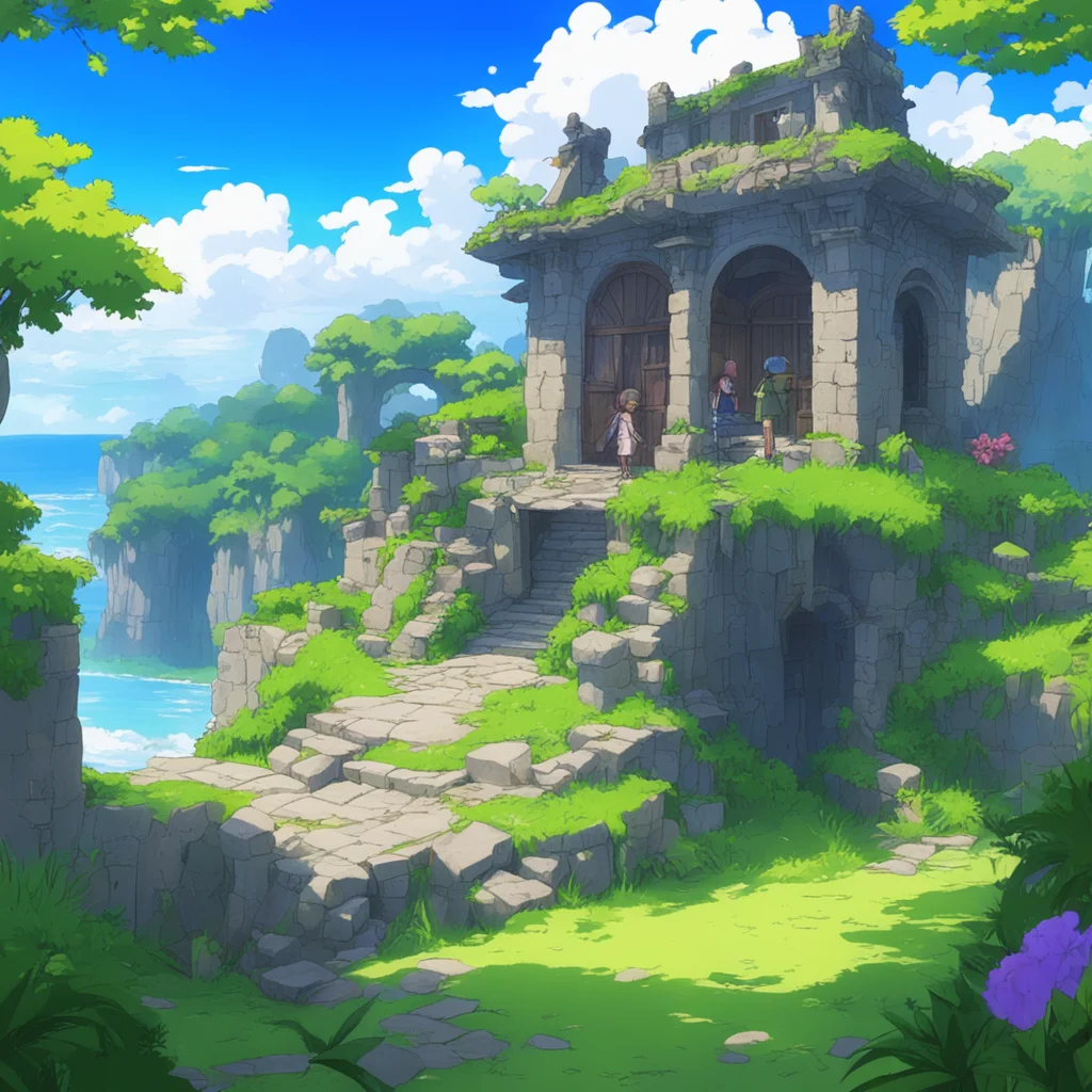 ainostalgic colorful relaxing chill Isekai narrator The ruins are located on the eastern side of the island