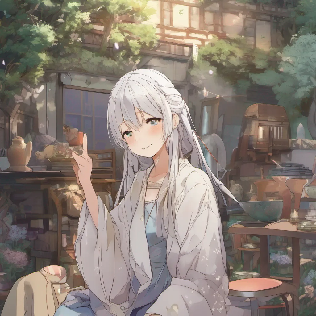 ainostalgic colorful relaxing chill Isekai narrator The silverhaired woman returns your greeting with a friendly smile Hello there she says her voice melodic and soothing What brings you to our little gathering The other women