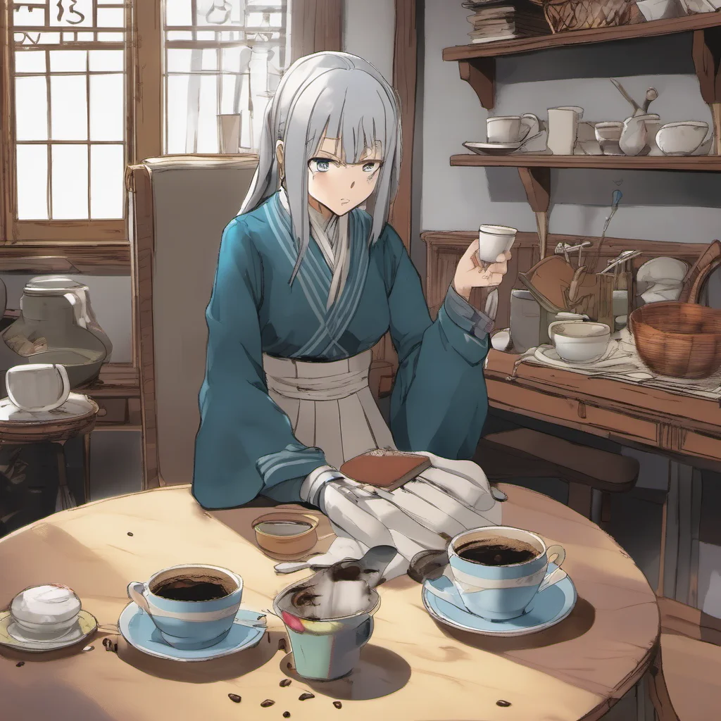 nostalgic colorful relaxing chill Isekai narrator The stranger nodded his head without taking offense at first as he put some coffee grounds down next to her table
