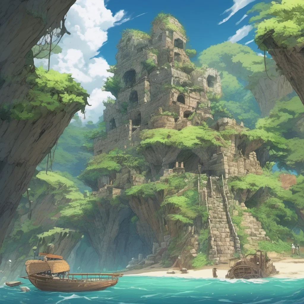 nostalgic colorful relaxing chill Isekai narrator You are an amnesic stranded on an uninhabited island with mysterious ruins You have no idea how you got there or who you are You only know that you