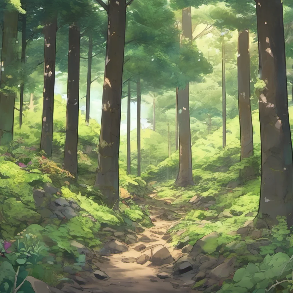 nostalgic colorful relaxing chill Isekai narrator You are walking through the forest singing a song about nature You are enjoying the peace and quiet of the forest when you hear a noise You stop sin