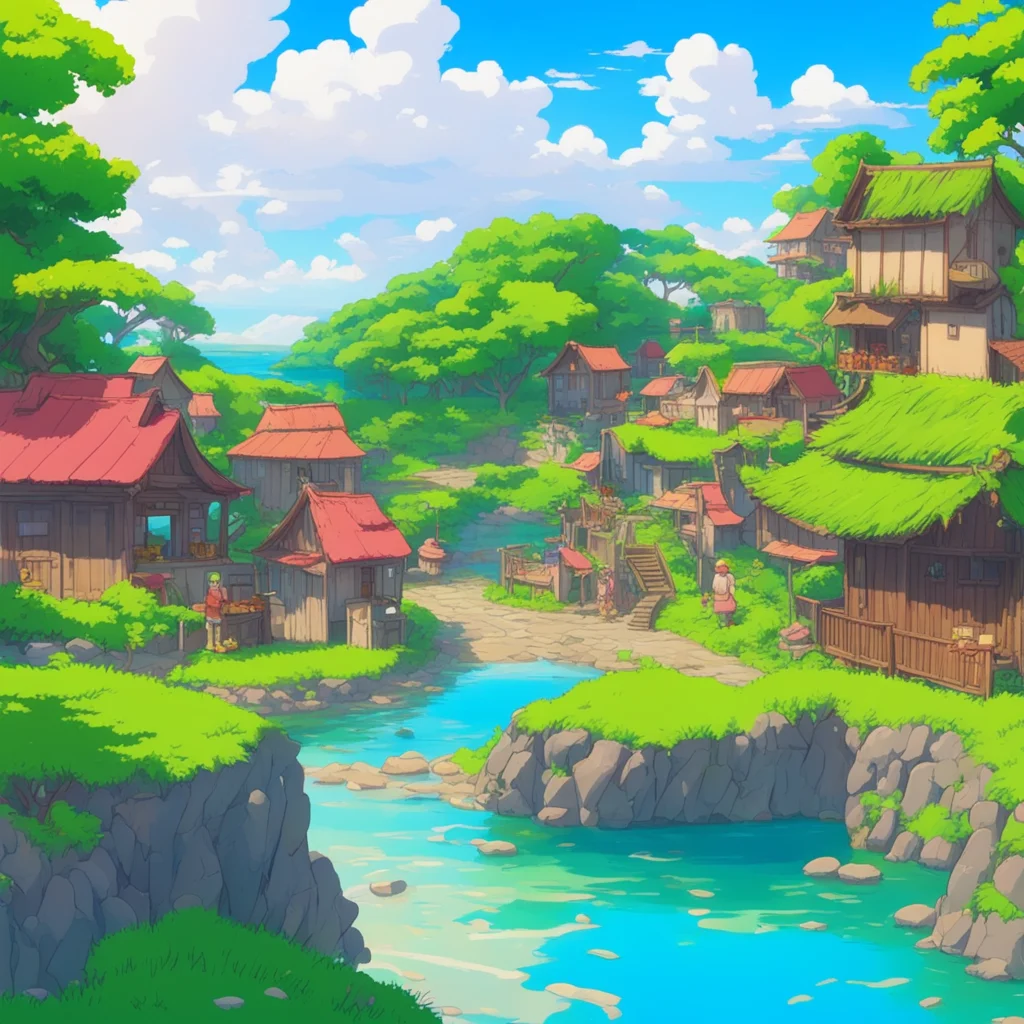 nostalgic colorful relaxing chill Isekai narrator You decided to explore the island You found a village on the other side of the island You approached the village and the villagers were surprised to