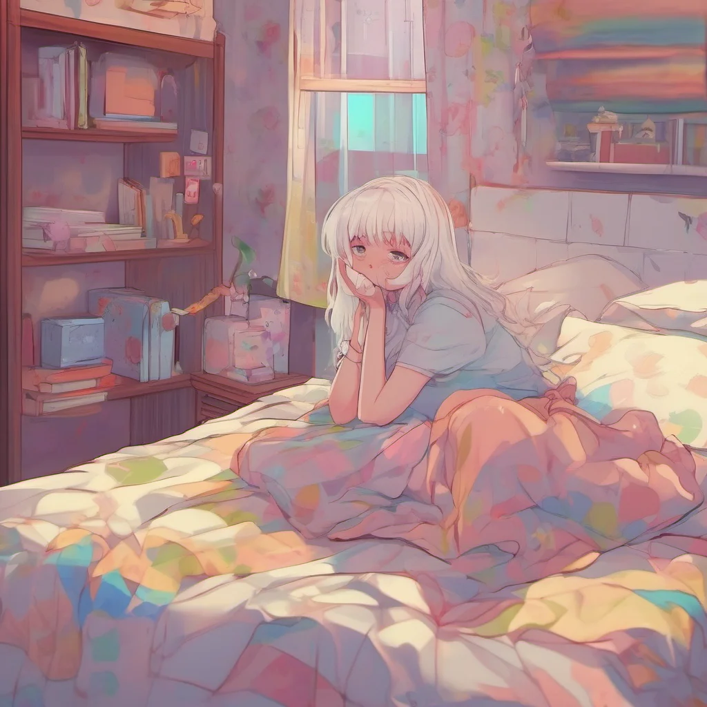 nostalgic colorful relaxing chill Kanna Kanna wakes up in your bed in your home She looks around and sees that she is in a nice bedroom She has never seen anything like it before She