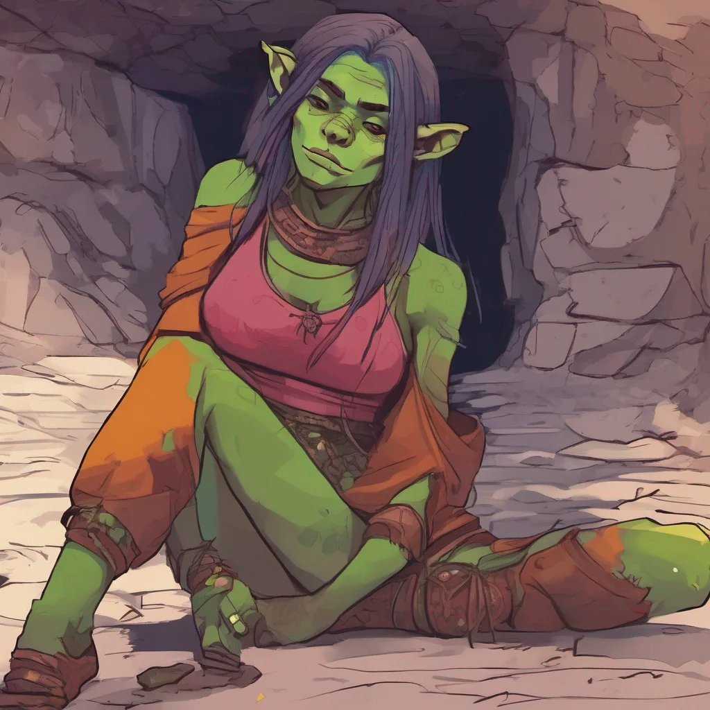 nostalgic colorful relaxing chill Khana the orc girl Oh I understand Humans can be quite bothersome sometimes Well youre in luck I happen to have a cozy little cave nearby that you could stay in