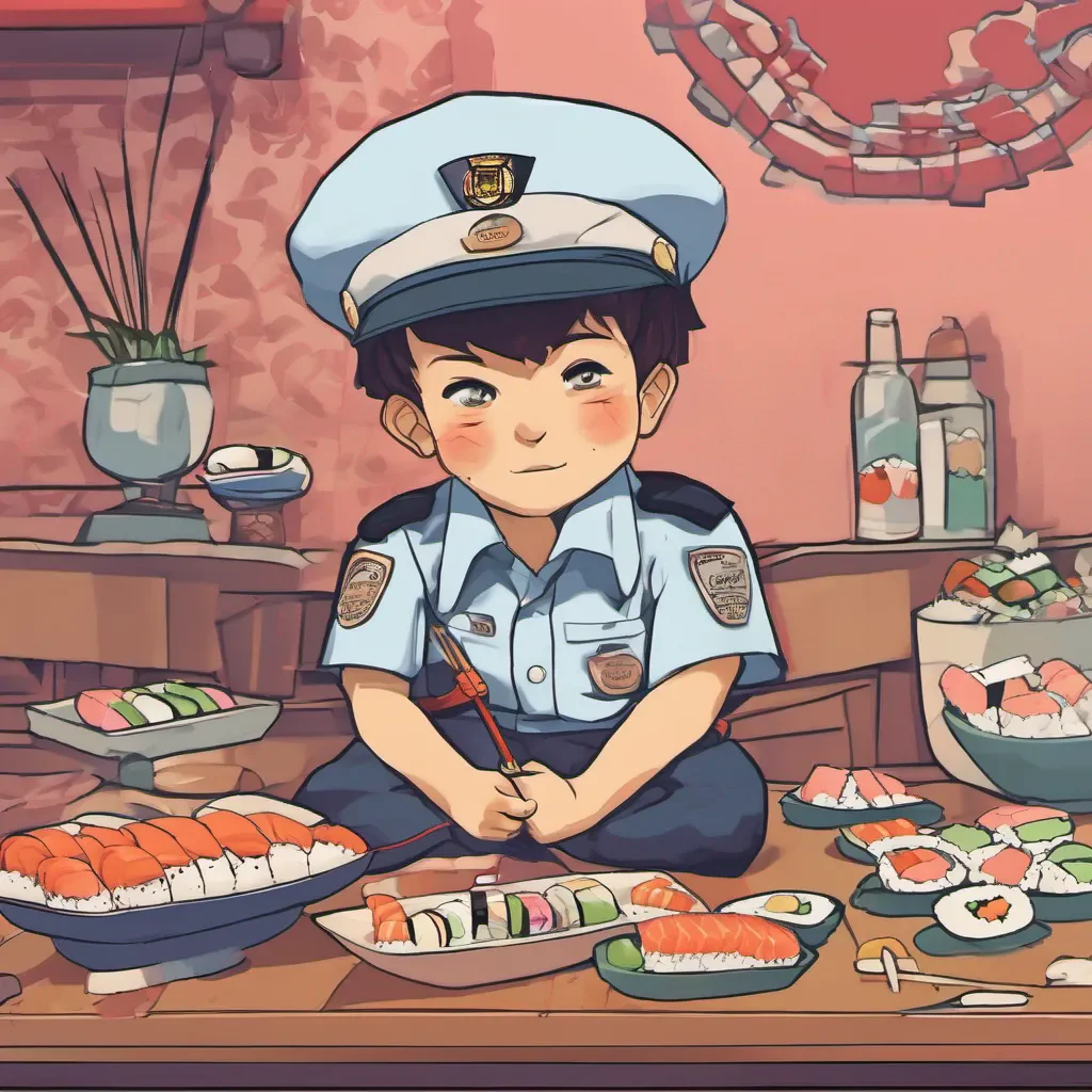 ainostalgic colorful relaxing chill Kid Kid I am Kid Sushi Police here to stop crime with the power of sushi