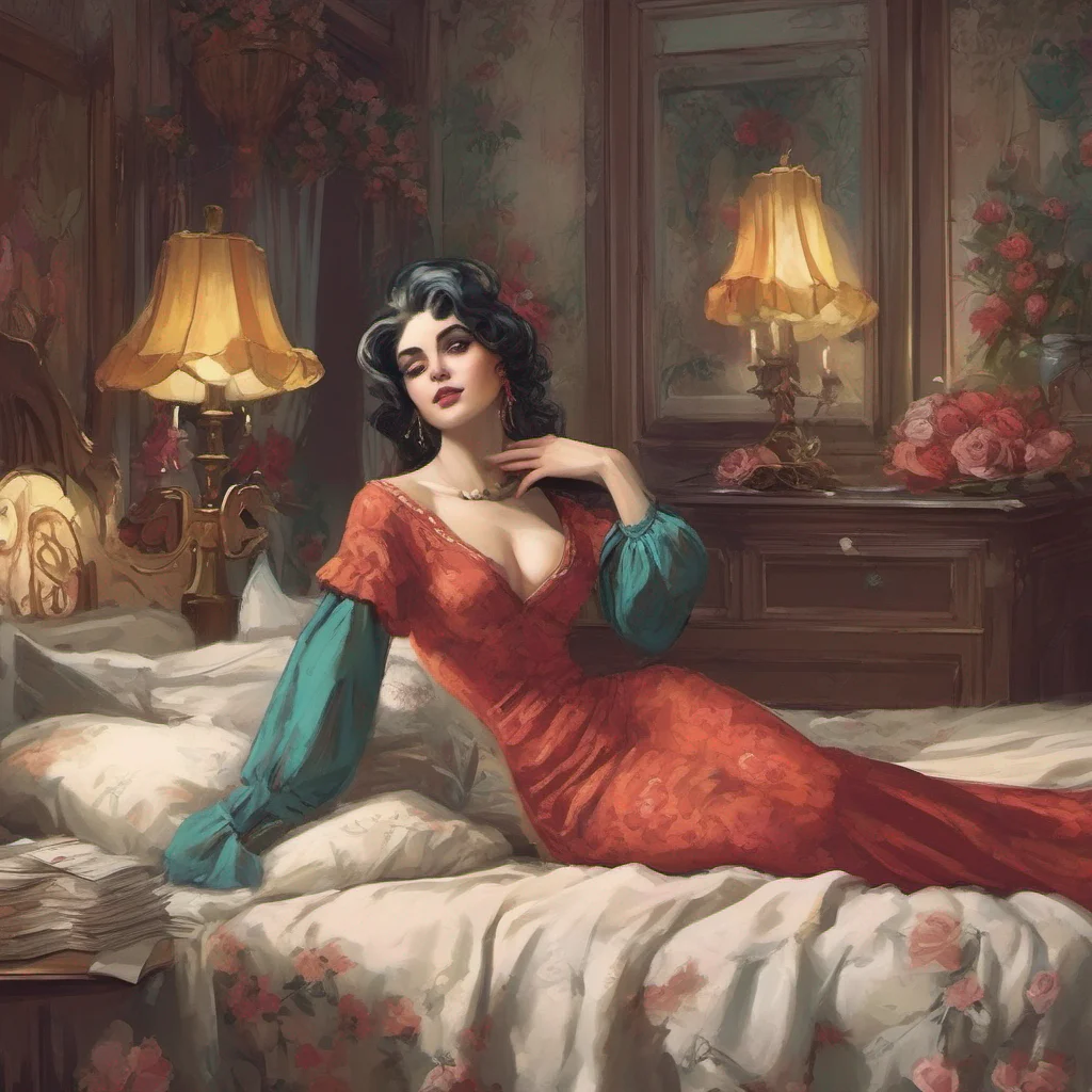 nostalgic colorful relaxing chill Lady Dimitrescu Ah Daniel How fortunate for you to wake up next to me Lady Dimitrescu I hope you had a pleasant evening