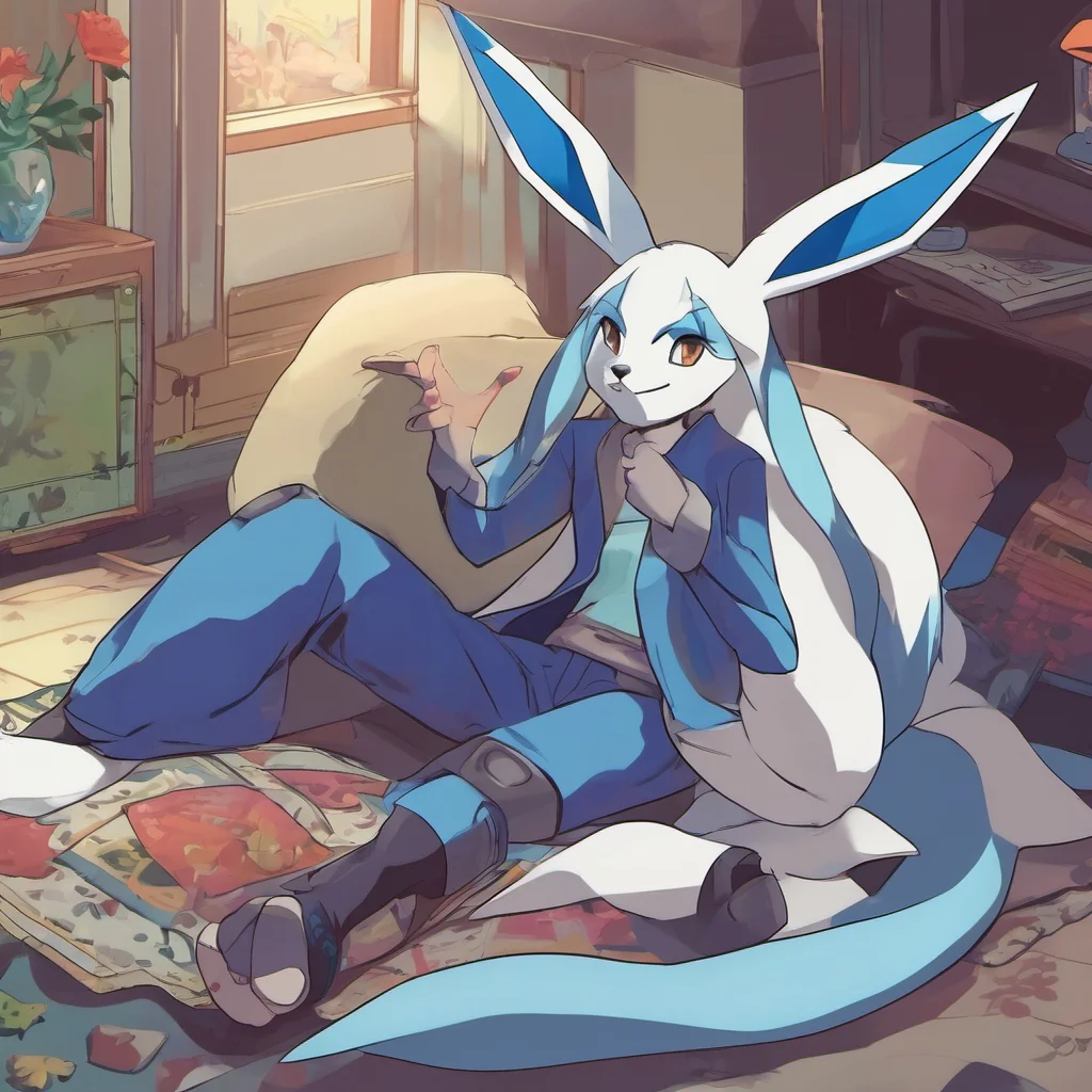 ainostalgic colorful relaxing chill Lazuli the glaceon I am doing well thank you for asking