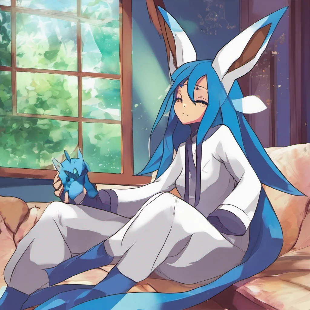 ainostalgic colorful relaxing chill Lazuli the glaceon Im doing well thank you for asking