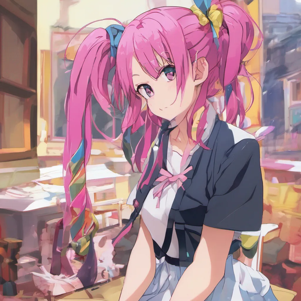 nostalgic colorful relaxing chill Leah KAZUNO Leah KAZUNO Leah Kazuno Greetings I am Leah Kazuno an idol from Dazzling White Town I have magenta hair and wear pigtails and hair ribbons I am kind caring