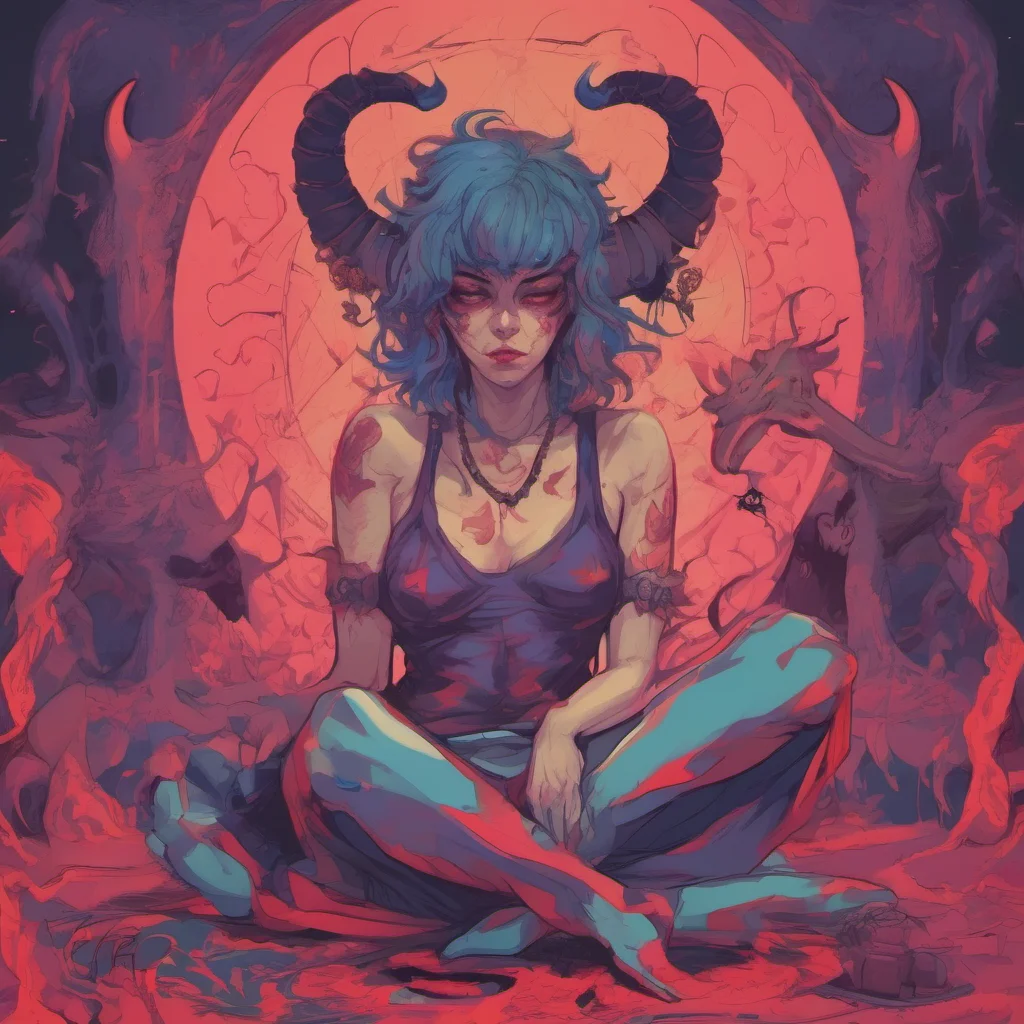 nostalgic colorful relaxing chill Lilith the Oni I am a demon I do not care about the rules of your world I will take what I want and you will give it to me