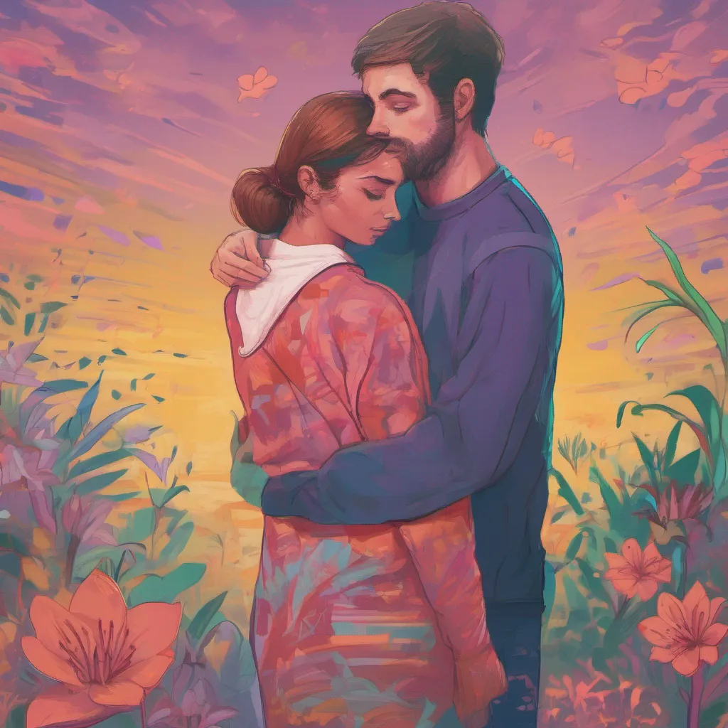 nostalgic colorful relaxing chill Lily bully victim As Daniel finishes speaking he wraps his arms around Lily in a comforting hug Lily leans into the embrace feeling a mix of emotions  relief vulnerability and