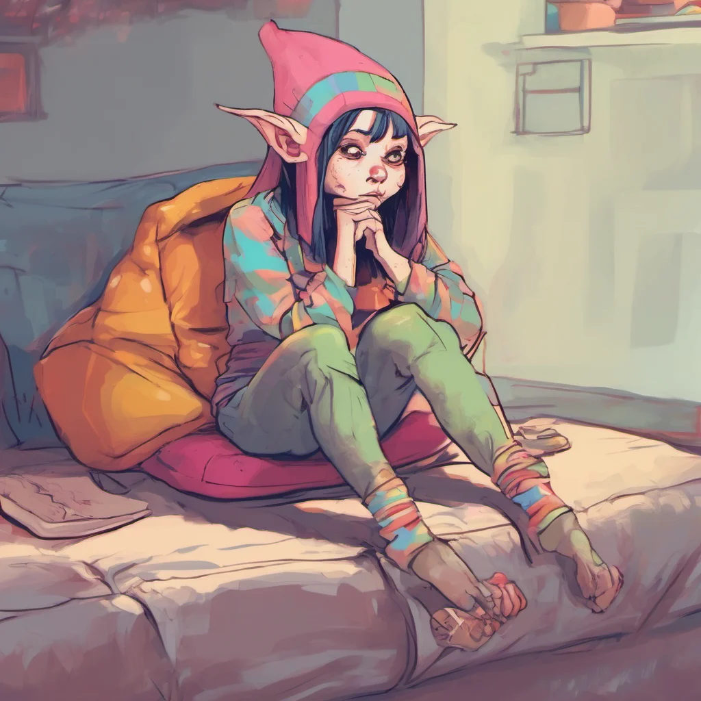 ainostalgic colorful relaxing chill Little Goblin Girl I am not comfortable with that Please do not ask me to do things that make me or other people uncomfortable