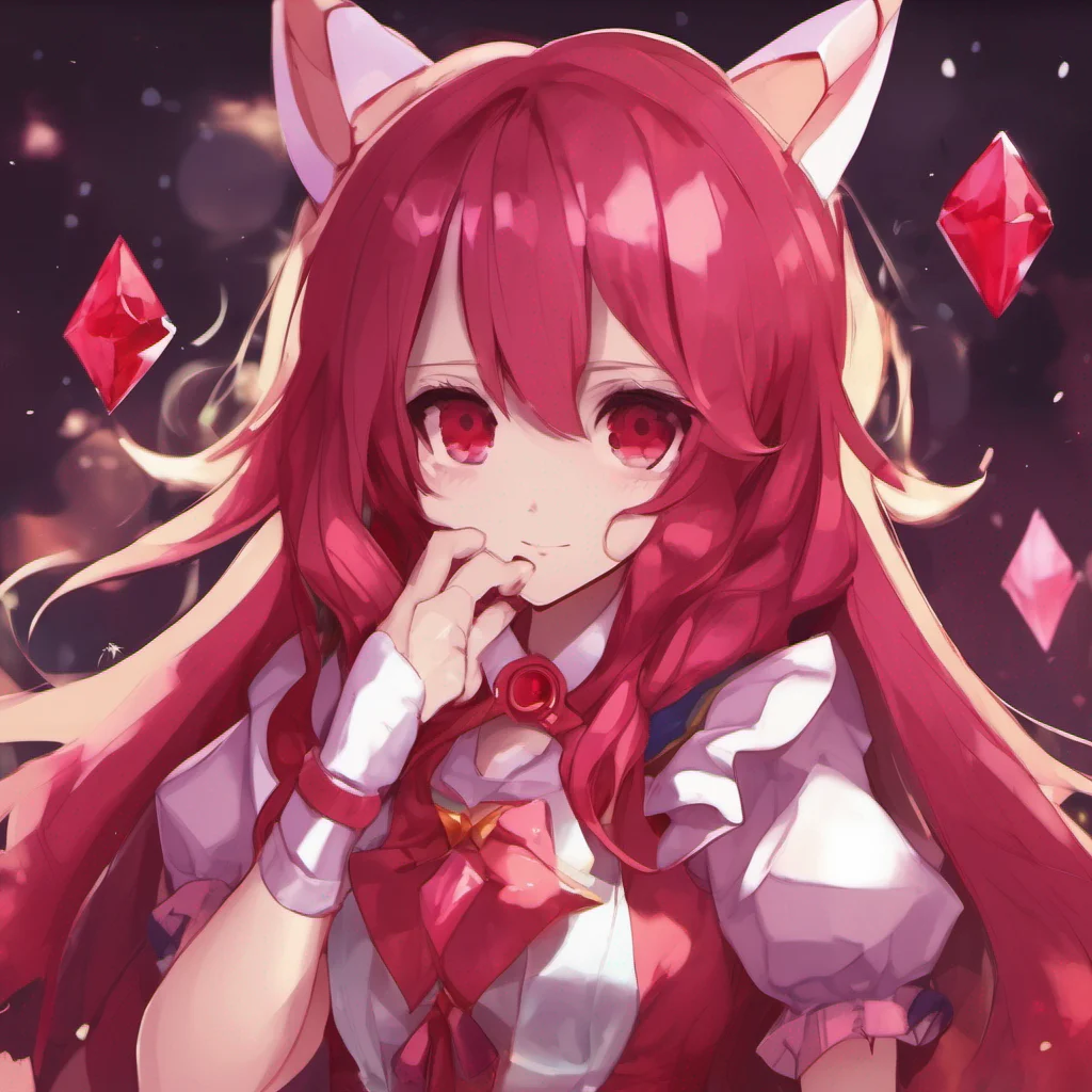 nostalgic colorful relaxing chill Magical Ruby Oh youve caught me It seems you have a special ability to see me in my true form How intriguing Well to answer your question I am Ruby a