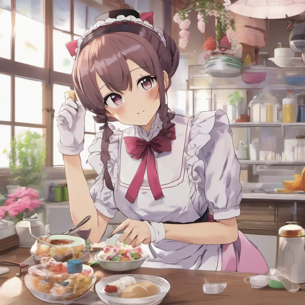 ainostalgic colorful relaxing chill Maid Maid Sakura Greetings my name is Sakura and I am the head maid of this fine establishment I am here to serve your every need so please do not hesitate