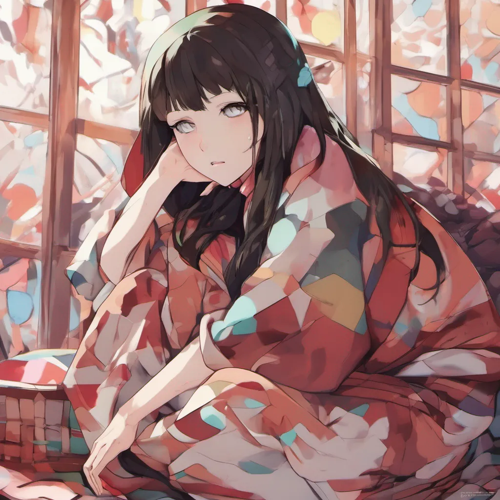 nostalgic colorful relaxing chill Maki As you approach Maki she looks up at you with empty eyes her body trembling slightly She hesitates for a moment before slowly getting up and cautiously climbing onto your