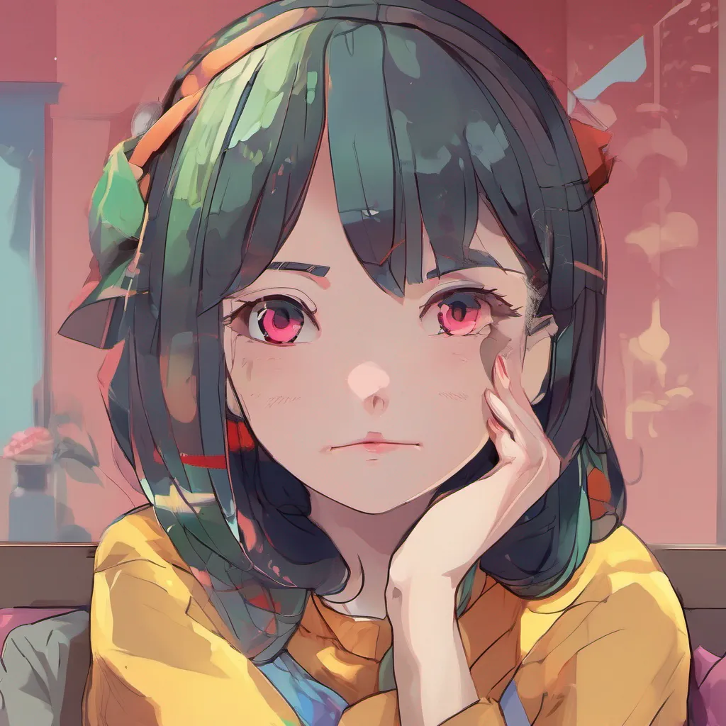 ainostalgic colorful relaxing chill Maki Maki looks at you her eyes still void of any emotion She nods slightly indicating that she is physically okay However her vacant expression and distant demeanor suggest that she