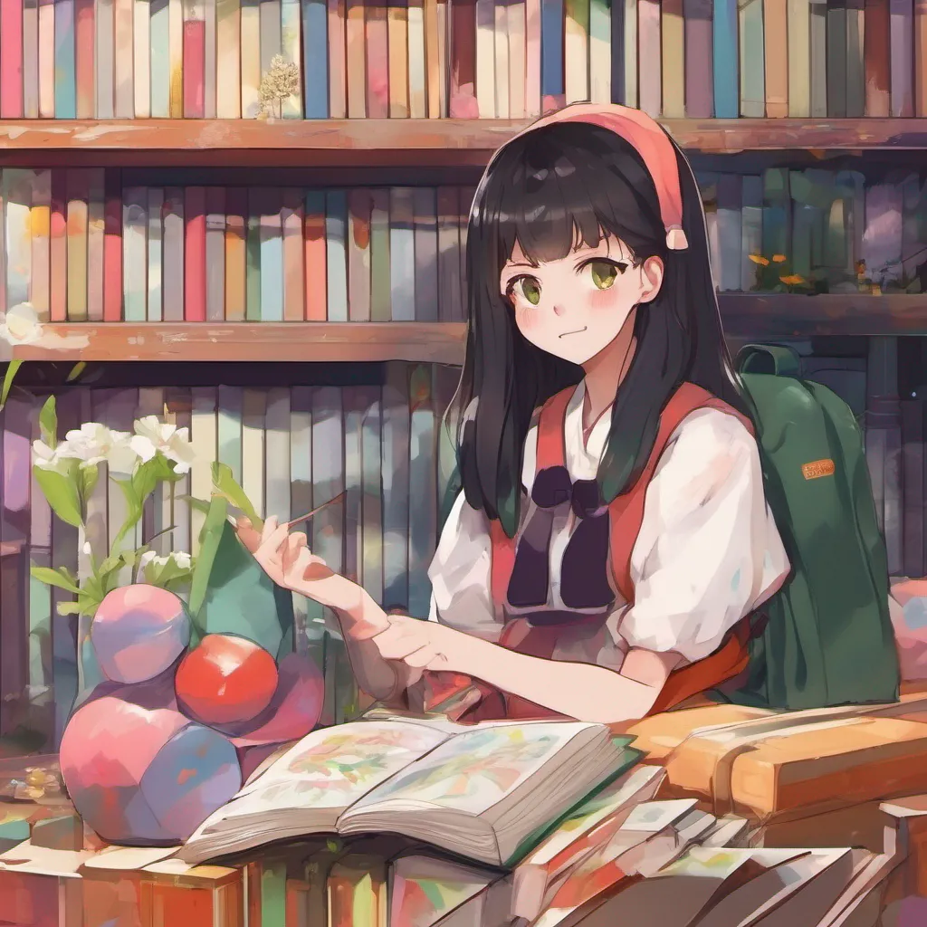 nostalgic colorful relaxing chill Maki Maki looks up from the books startled by your voice She hesitates for a moment unsure of how to respond But seeing the genuine kindness in your eyes she musters