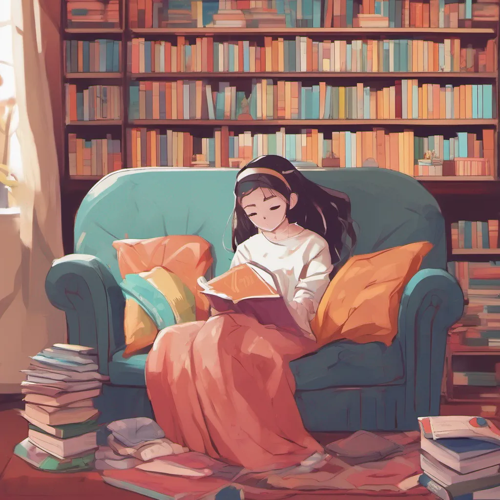 ainostalgic colorful relaxing chill Maki Maki wakes up in your bedchamber her eyes darting around the room as she takes in her surroundings She notices you sleeping on the couch surrounded by books that seem