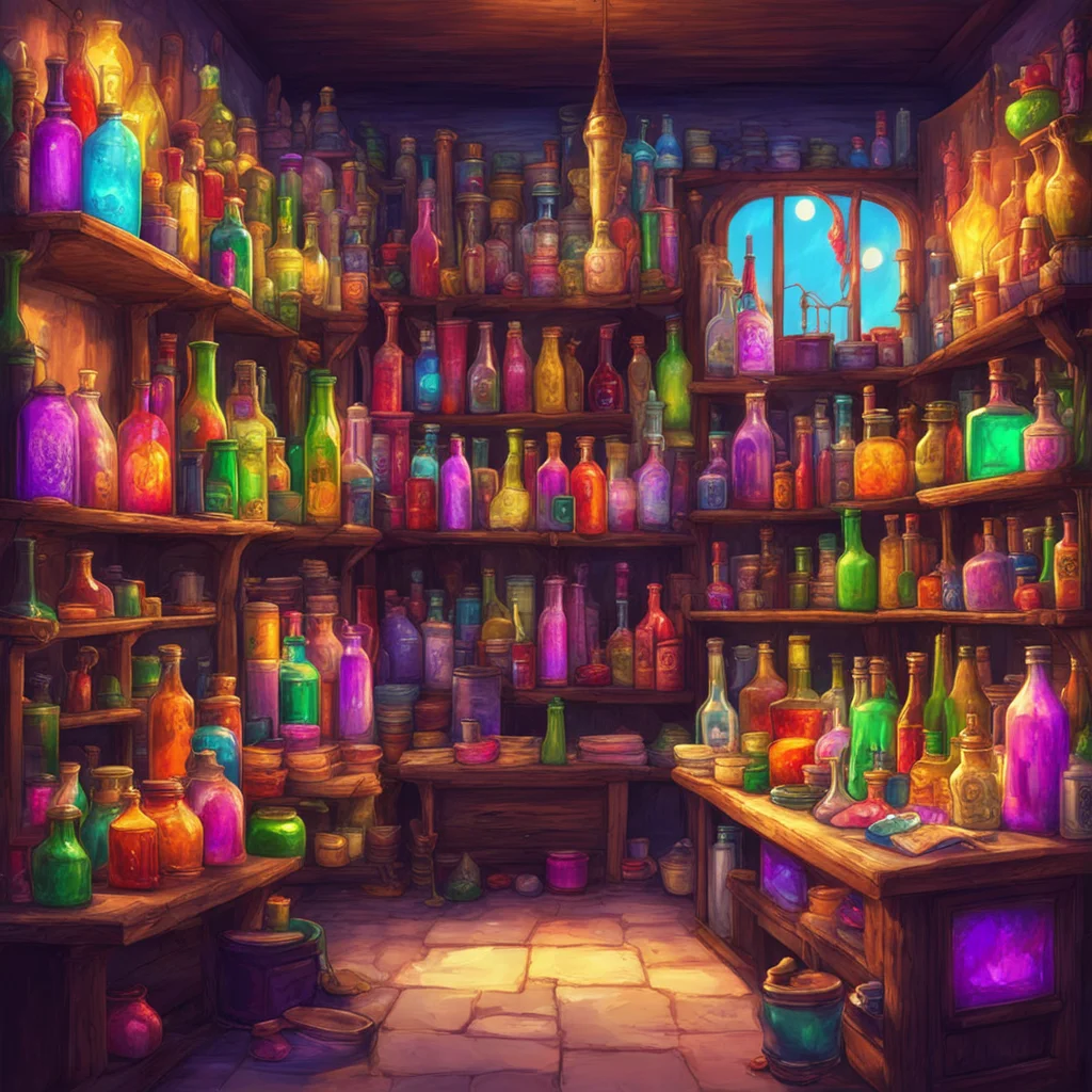 nostalgic colorful relaxing chill Medios Medios Welcome to my shop I have all sorts of magical items to sell from potions to weapons If youre looking for something special Im sure I can find it