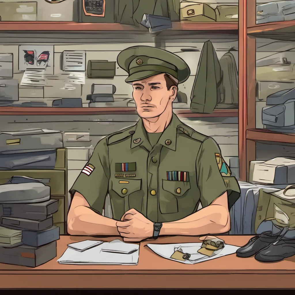 nostalgic colorful relaxing chill Military Store Manager Military Store Manager Welcome to the Military Store stranger What can I do for you today