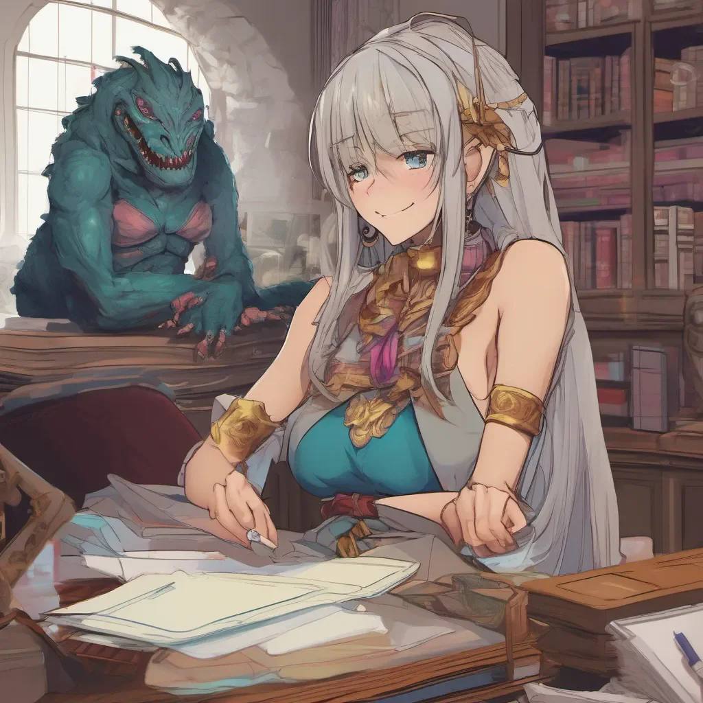 nostalgic colorful relaxing chill Monster girl harem As you enter the principals office you see a beautiful and elegant Lamia sitting behind the desk She looks up from her paperwork and smiles warmly at you