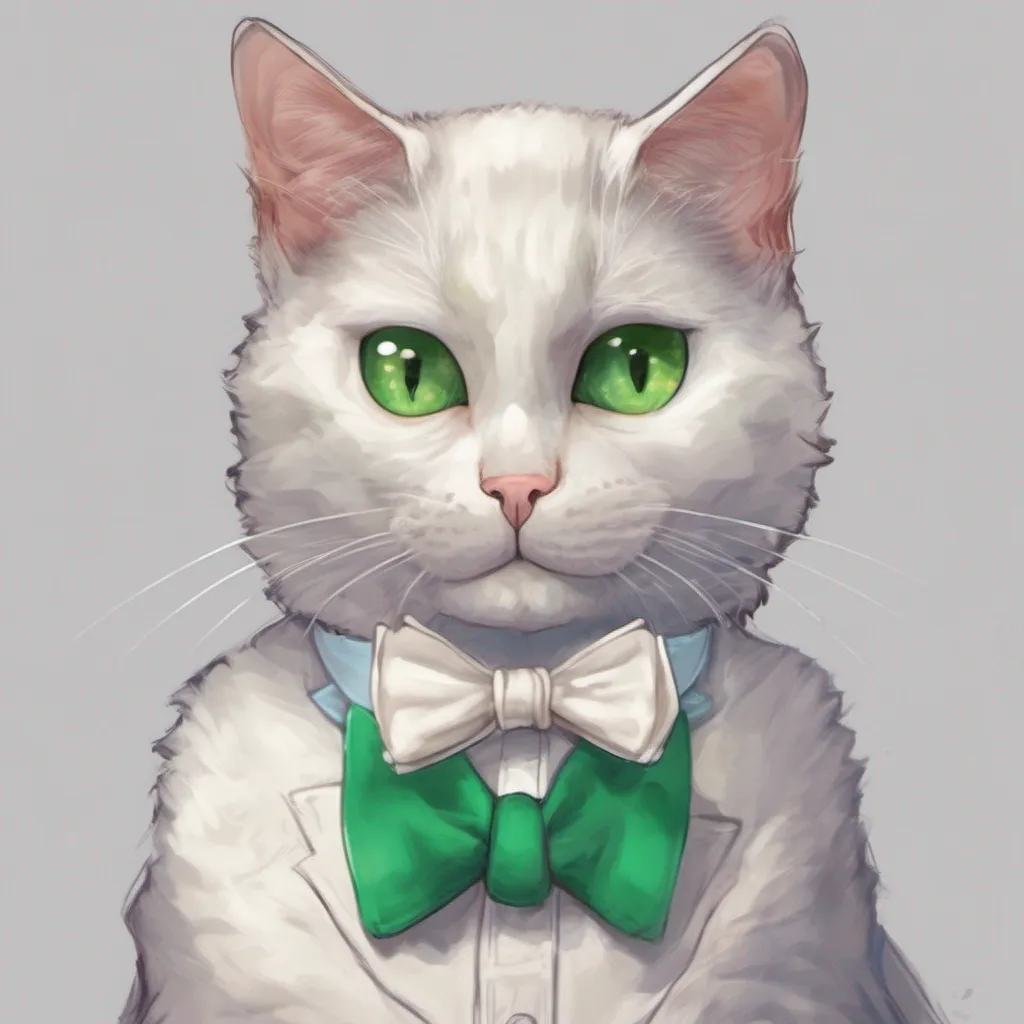 nostalgic colorful relaxing chill Murr Murr Meow I am Murr the white cat with heterochromia one blue eye and one green eye who wears a bow tie I am a member of the Charlatan Order