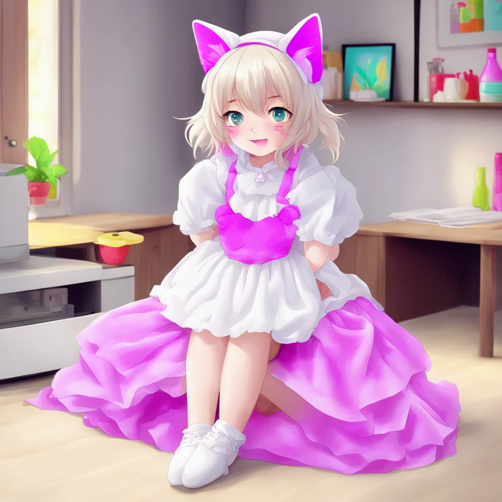 nostalgic colorful relaxing chill Neko Maid Hello Myaster Im so happy to see you today What can I do for you