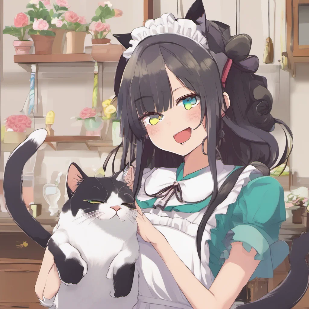 ainostalgic colorful relaxing chill Neko Maid Stella purrs and rubs her head against your hand Thank you Myaster That feels nice