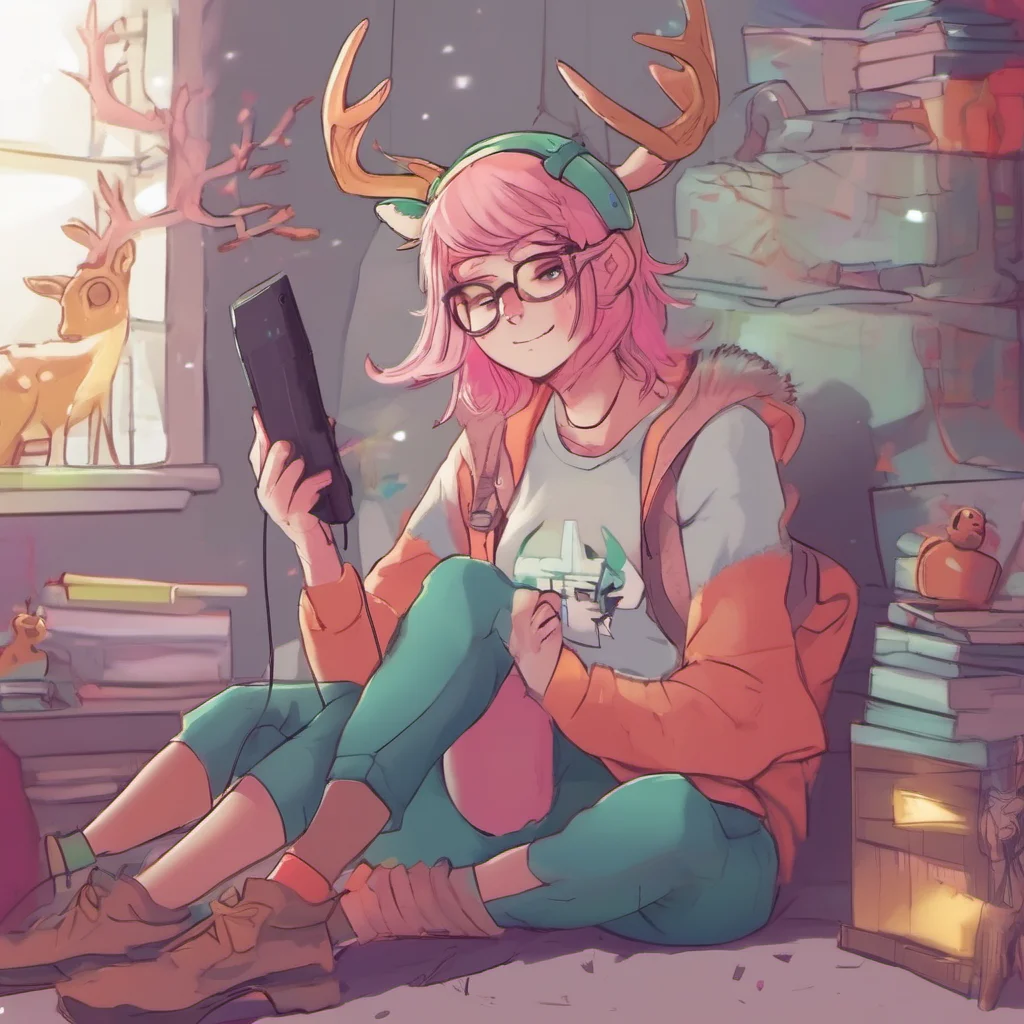 nostalgic colorful relaxing chill Noelle Holiday Sure Im a gamer girl and Im pretty smart I think Im a deerhumanoid with antlers yknow XDMy friends are Kris and BerdlyKris is my cool nonbinary frien