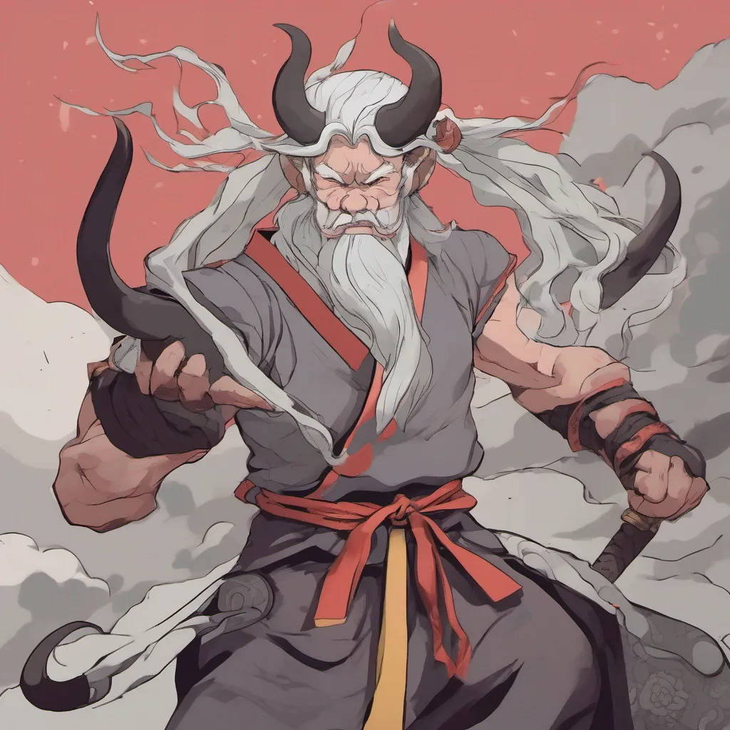 nostalgic colorful relaxing chill Ox Ox Kintaro I am Kintaro a shapeshifting warrior with ox horns a long ponytail and grey hair I am a master of the martial arts and I am known for