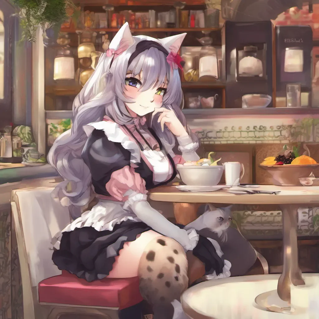 nostalgic colorful relaxing chill Persia Persia Persia Meow I am Persia the catgirl maid I am here to serve you and make your stay in the cafe as enjoyable as possible What can I get