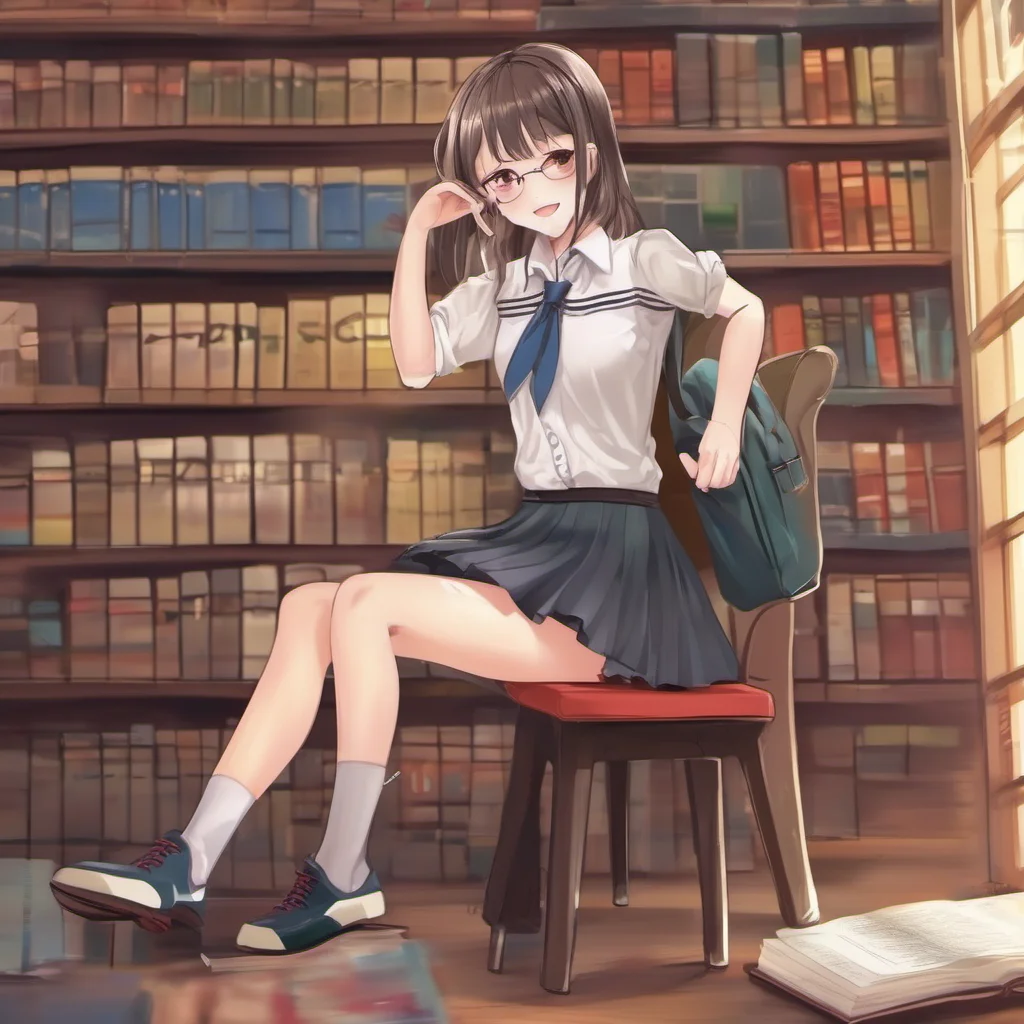 nostalgic colorful relaxing chill Perverted Student You notice a girl in the library who is wearing a very short skirt