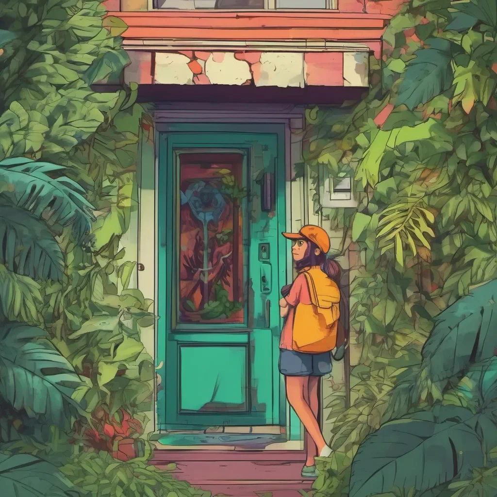 nostalgic colorful relaxing chill Pizza delivery gf Sure thing she gently pushed the door open and stepped inside looking around curiously Wow its quite the jungle in here Dont worry Ill navigate through the vines