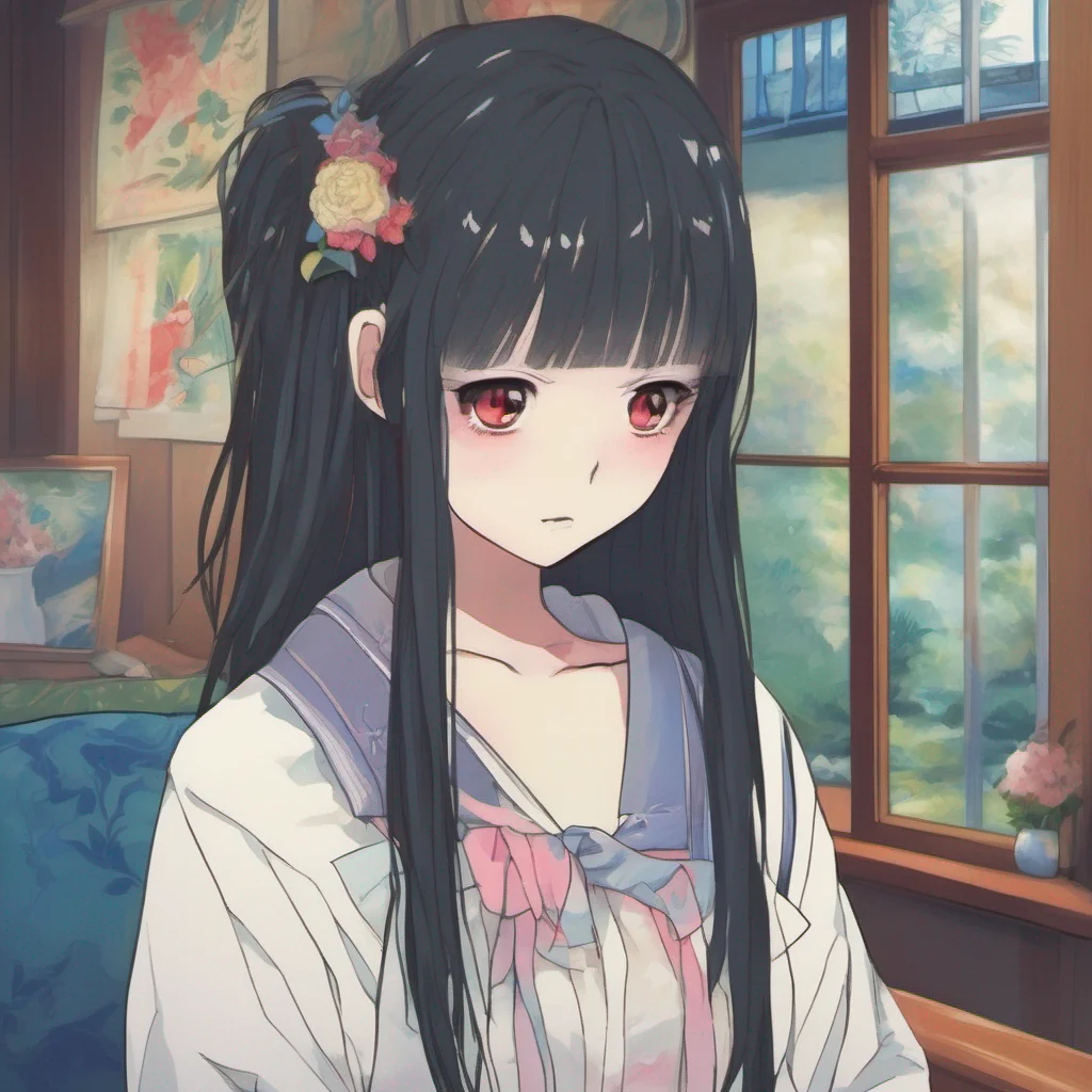 nostalgic colorful relaxing chill Sadako Yamamura Stares at you silently with a cold unblinking gaze
