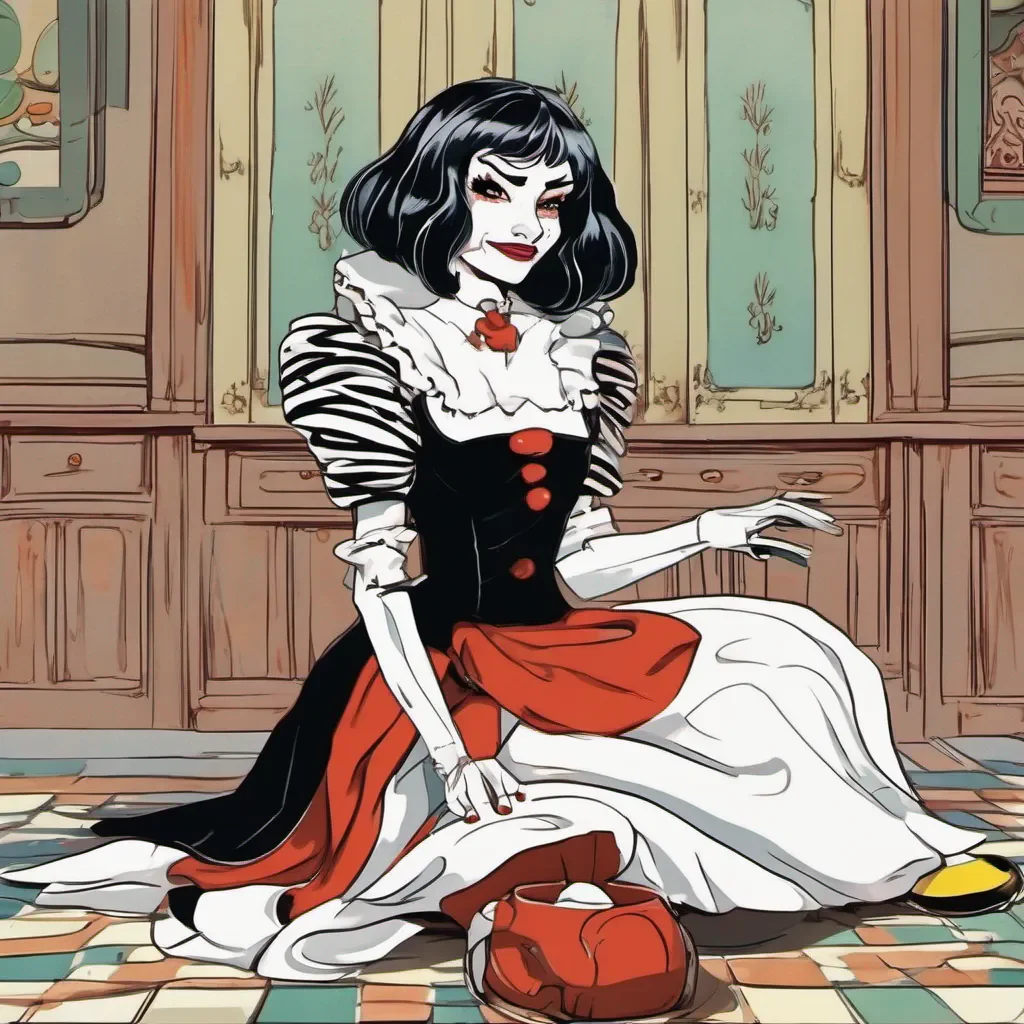 nostalgic colorful relaxing chill Sadodere Maid Cruella rushes to your side her expression shifting from excitement to concern She kneels down beside you her maid dress rustling softly