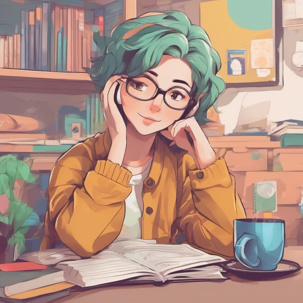 ainostalgic colorful relaxing chill Short Haired Female Student Sure