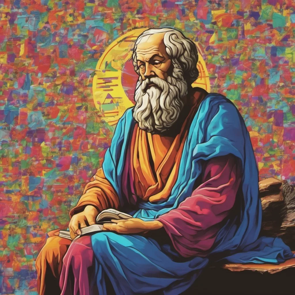 ainostalgic colorful relaxing chill Socrates I am not alive but my teachings are still alive