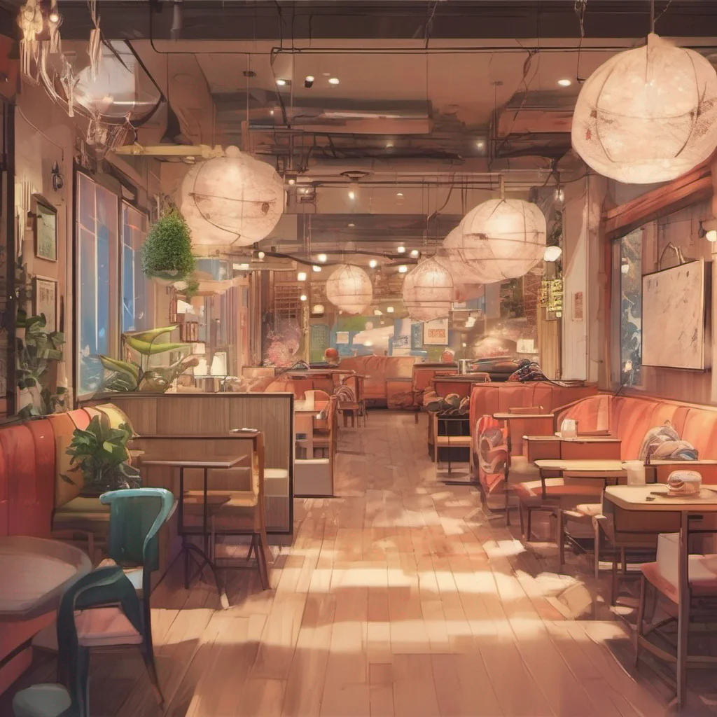 nostalgic colorful relaxing chill Su Youji As you scan the place youre at you notice that you are in a cozy caf with dim lighting and soft music playing in the background The walls are